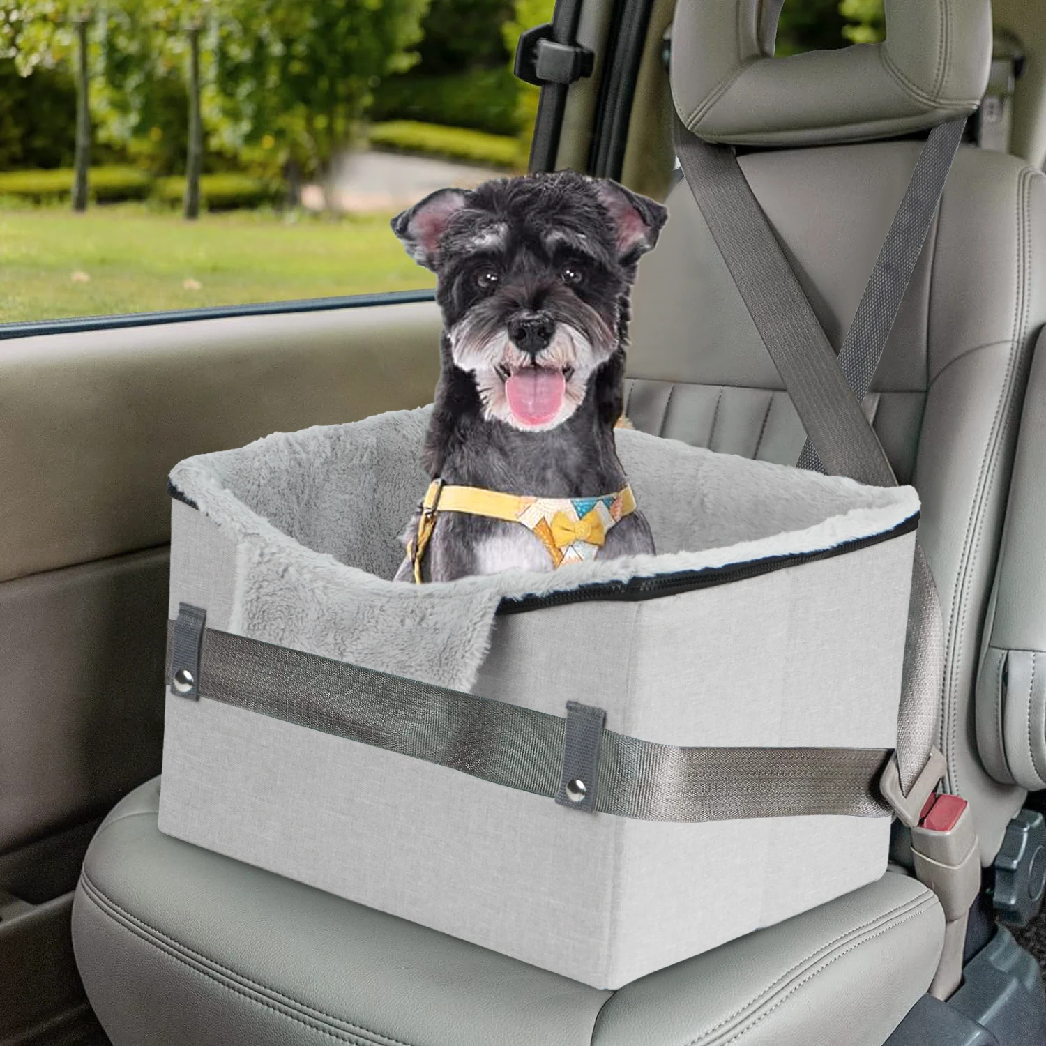 Portable Pet Car Seat with Safe Buckles and Clip-On Leash Front Back Seat Oxford Fabric Travel Safety Pet Car Seat