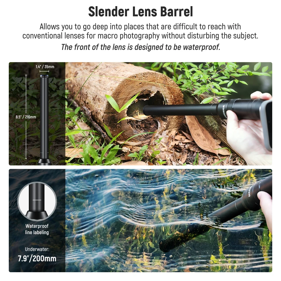 NEEWER 18mm 2X Macro Probe Lens with 17mm Thread for Phone Cage