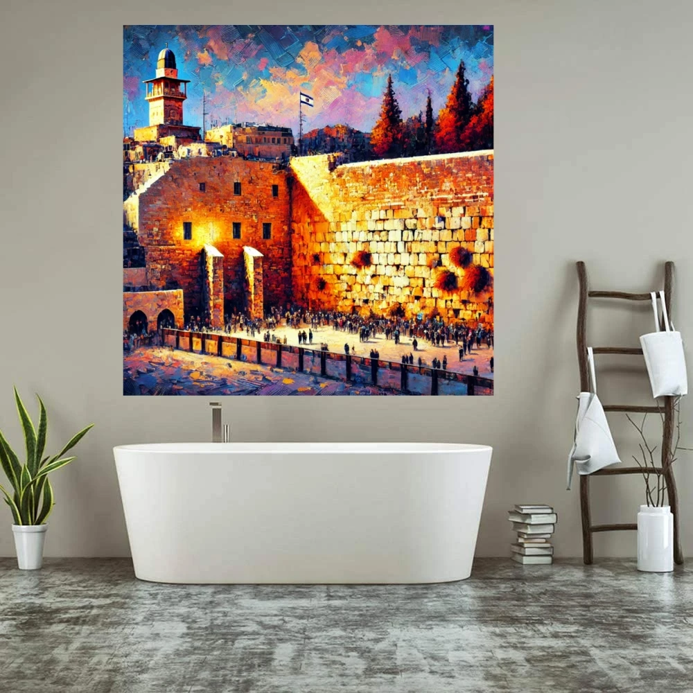 Textured Oil Painting the Wailing Wall in Jerusalem Abstract Landscape Handmade Art for Home Decoration Customizable Religious