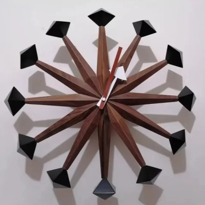 Nordic Ronde Massief Houten Wandklok Moderne Woonkamer Stil Creatief Ontwerp Wandklokken Luxe Accessoires voor Home Decor - afbeelding 2