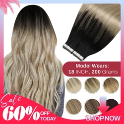 extasion capelli humani Nastro Moresoo nelle estensioni dei capelli umani Balayage capelli biondi capelli Remy trama della pelle naturale e morbida capelli lisci senza cuciture Ombre