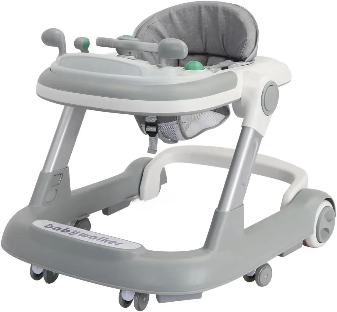 2-in-1 loopstoeltje, peuter baby loopstoeltje met verwijderbaar voerbakje en muziekbakje (zonder batterij), opvouwbare loopstoeltje - afbeelding 2