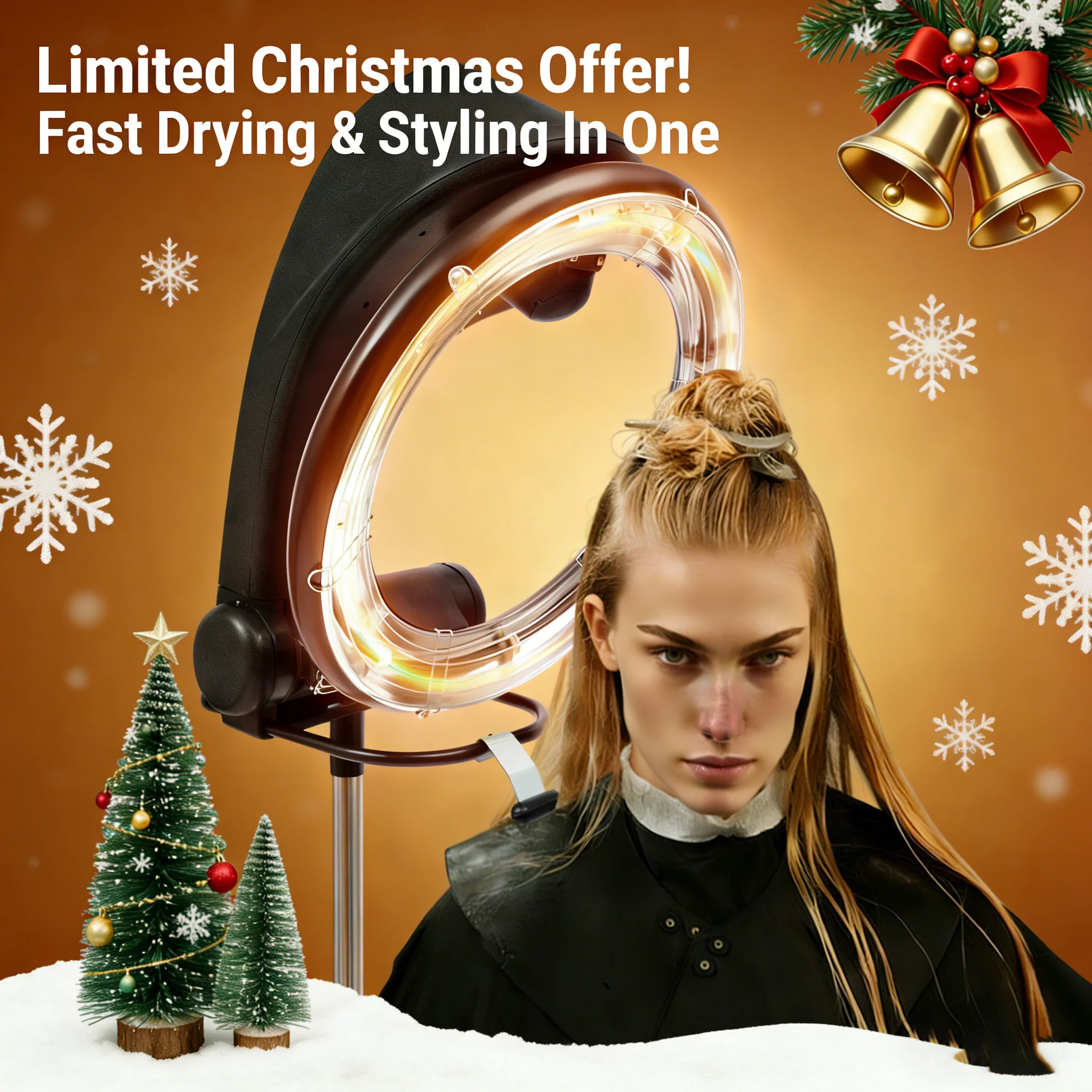 

Hair Bonnet Dryer, Professional Hair Dryer with Adjustable Infrared Bracket, 110V US Plug Heater W/ 6 Functions, Christmas Sale