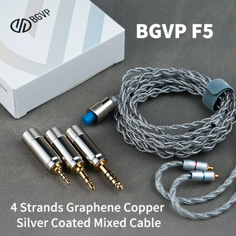 BGVP F5 MMCX Upgrade Cable 4 Strands 560 Cores Monocrystalline Copper Silver Plated 3 in 1 Interchangeable Plug Melody Original