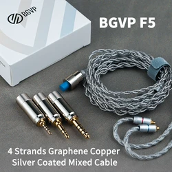 BGVP F5 MMCX 업그레이드 케이블, 4 가닥, 560 코어, 단결정 구리 은 도금, 3 in 1 교체 가능한 플러그 멜로디 오리지널
