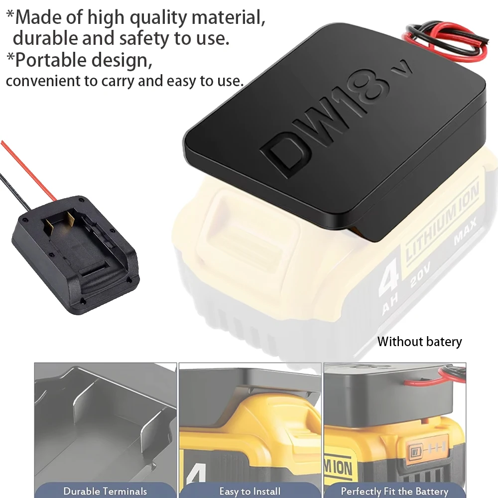 

Professional Power Wheels Adapter for Dewalt 20V 18V Battery Dock Power Connector Adapter 14AWG Wires Power Tool Accessories