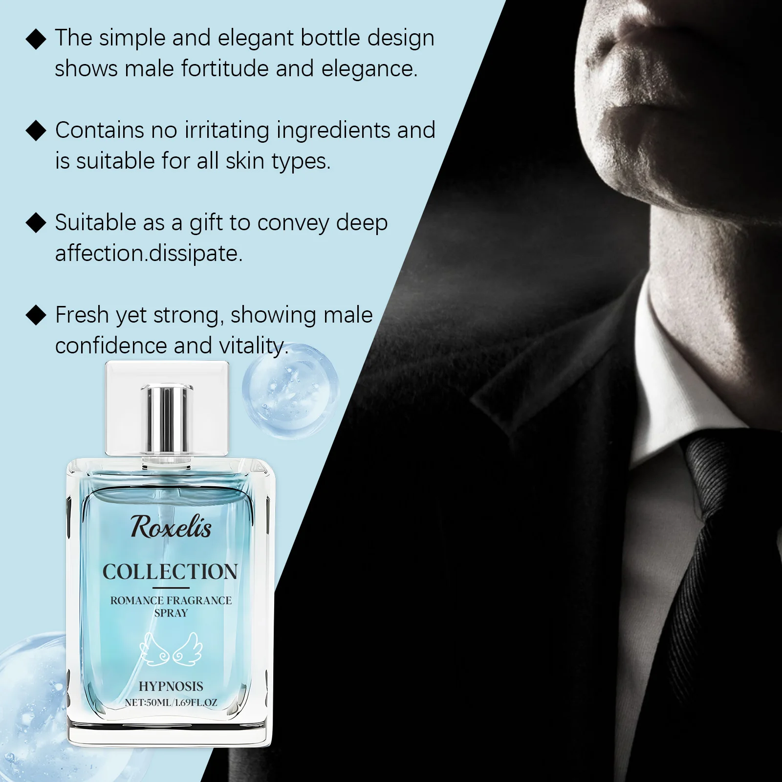 عطر كولونيا أنيق من روكسيليس، عطر يدوم طويلاً، جو يؤرخ يومي، تحسين الثقة الساحرة، كولونيا للرجال صديق للبشرة #5