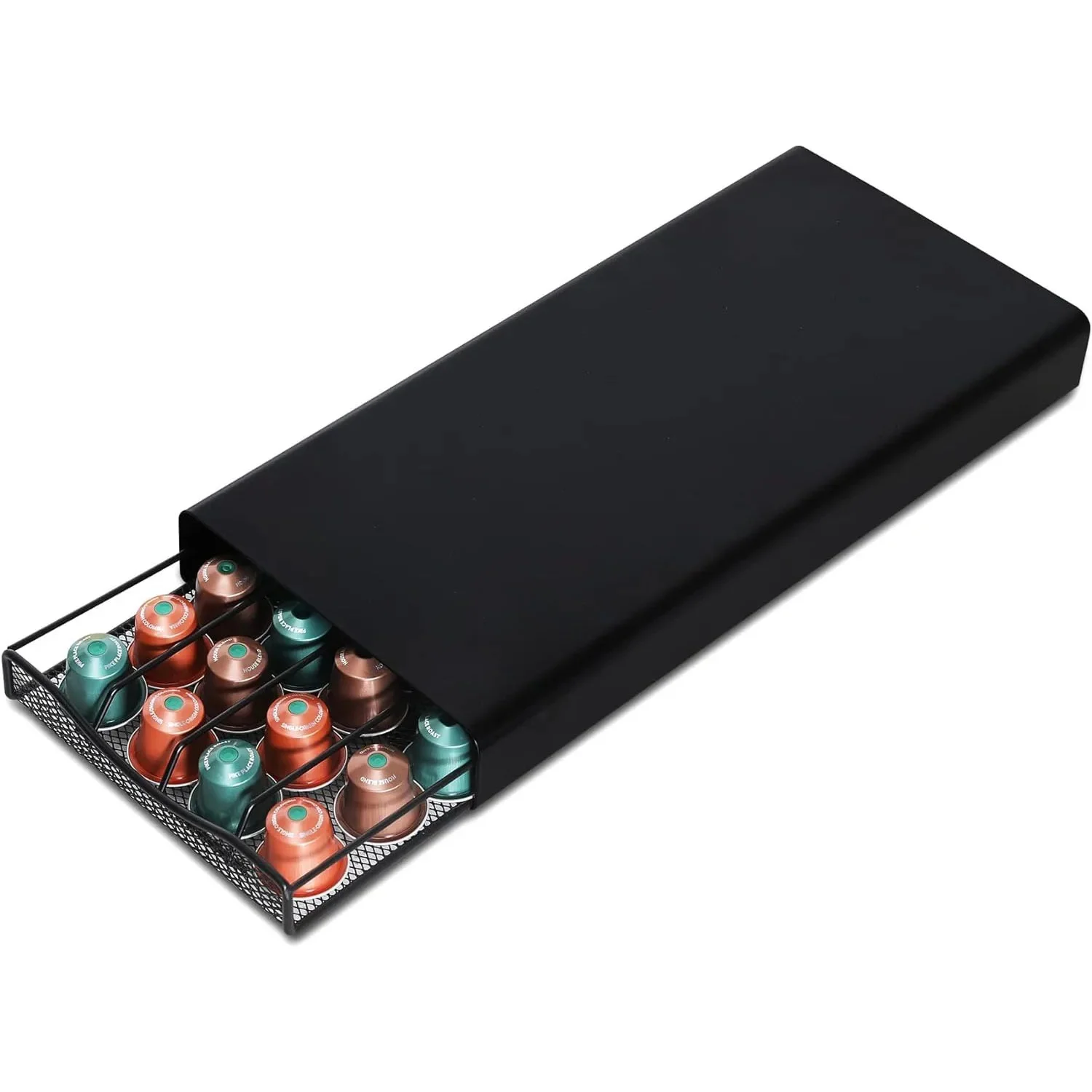 Organisateur de stockage de dosettes de café, dosettes de 40 capacités, station de café en métal pour capsules Nespresso, comptoir de bureau à domicile, noir