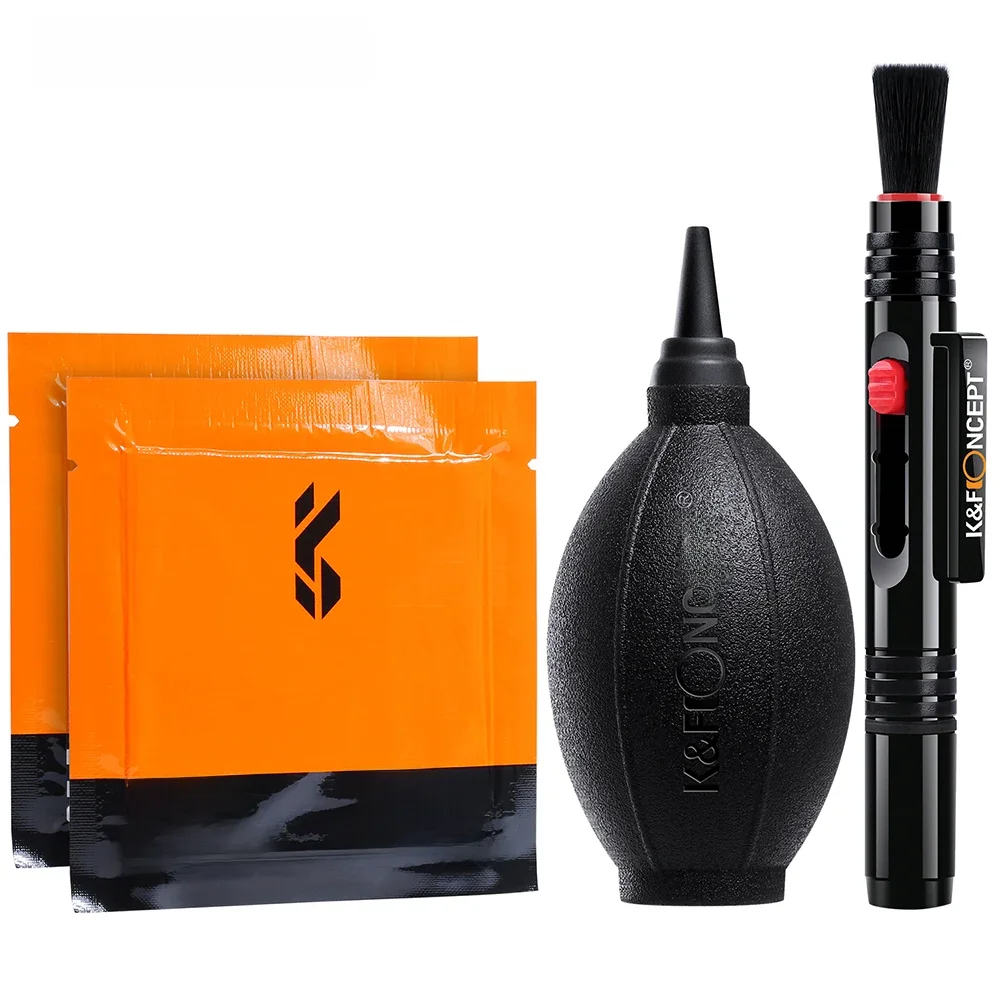 K&F CONCEPT Zestawy do czyszczenia aparatu Dmuchanie powietrza + pióro do czyszczenia obiektywu + 2 szt. Ściereczka do czyszczenia obiektywów aparatu i filtrów Ekran czujnika LCD — zdjęcie 2