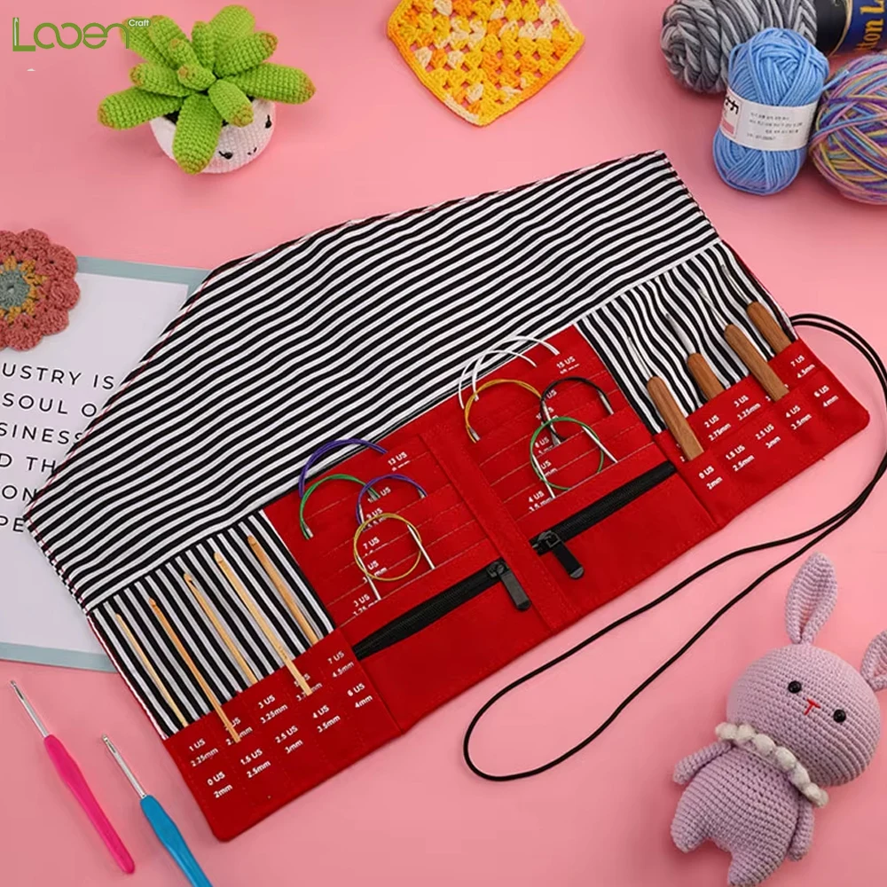 

Foldable Knitting Needles Storage Bag Empty Sewing Organizer Waterproof Crochet Hooks Organizer Knitting Bag for Sewing Tools