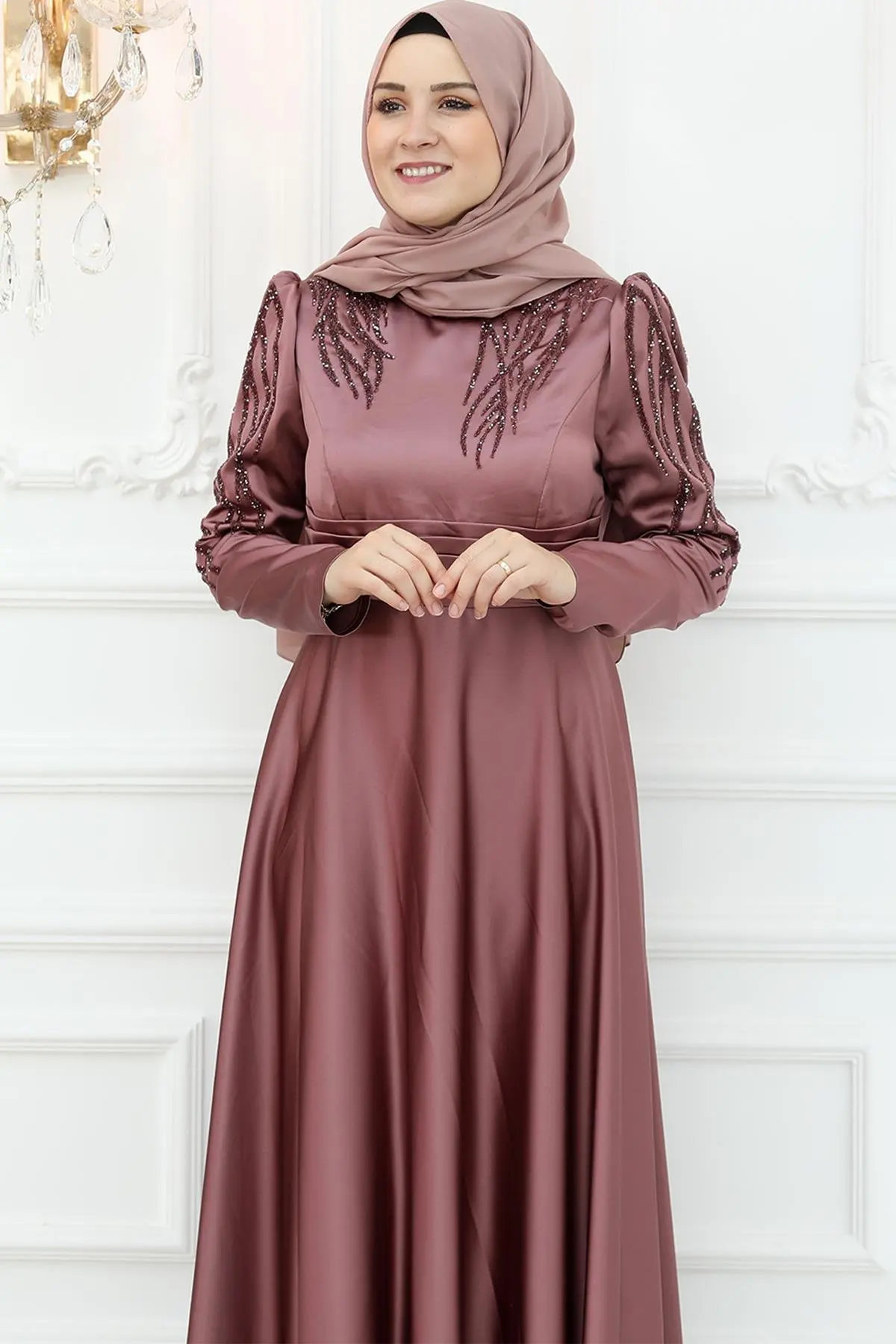 Vestido Hijab de manga comprida feminino, Vestido de noite, Mulheres muçulmanas, Turquia, Roupas islâmicas