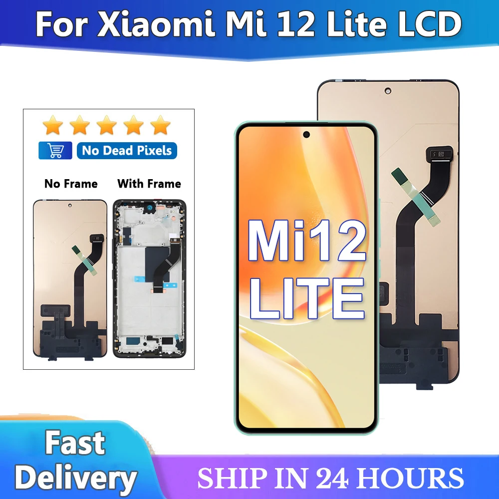 Pantalla LCD OEM de 6,55 pulgadas para xiaomi 12 Lite, montaje de digitalizador con panel táctil, 2203129G, con marco