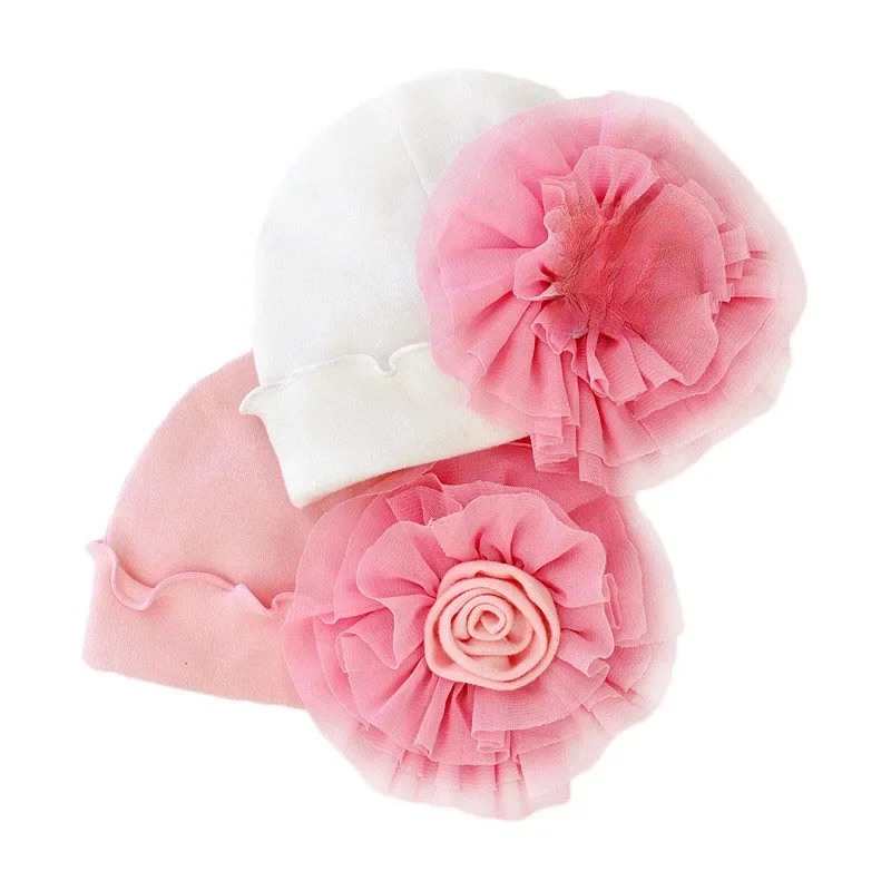 0-12Month Newborn Baby Hat For Girls Cotton Infant Hats Photography Props Beanies New born Princess Soft Girls Caps 2024 Fashion — zdjęcie 2