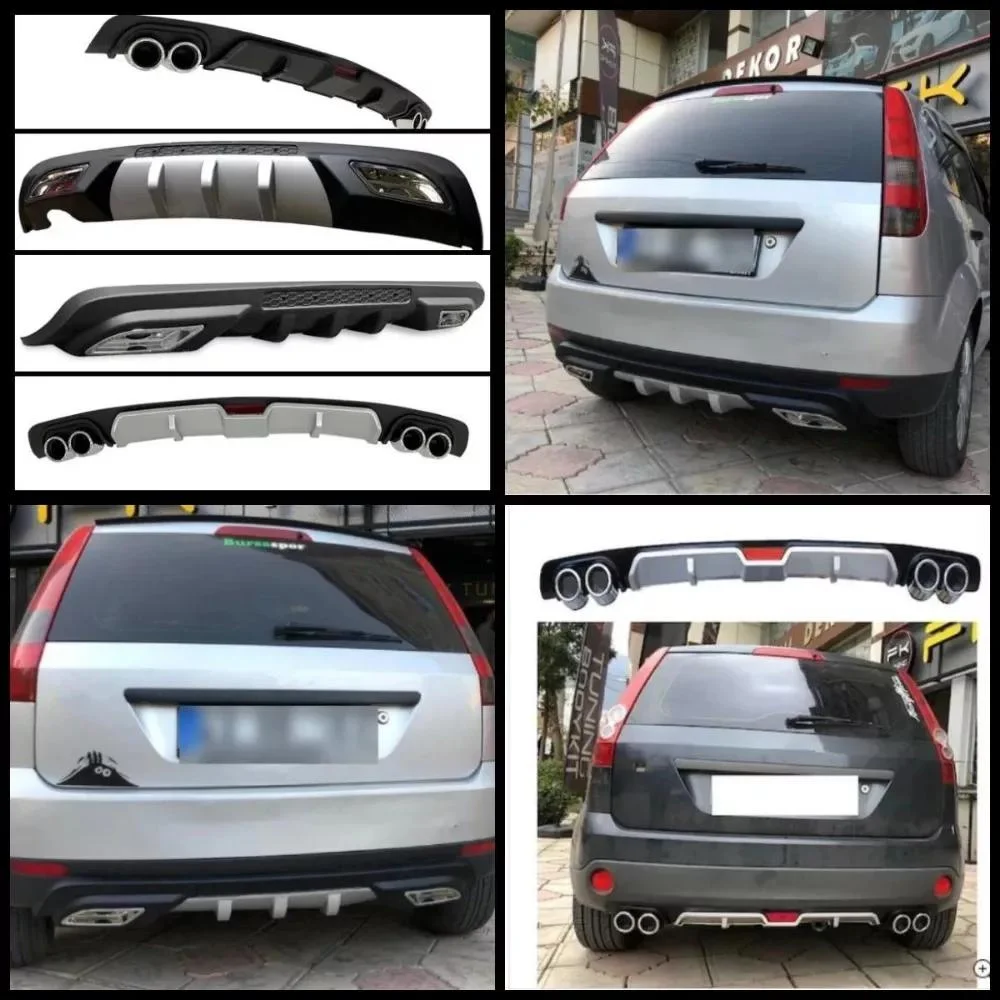 For Ford Fiesta 2002-2009 Car Rear Bumper Diffuser Black ABS Plastic Car Styling Spoiler Deflector Body Kit Splitter Lip