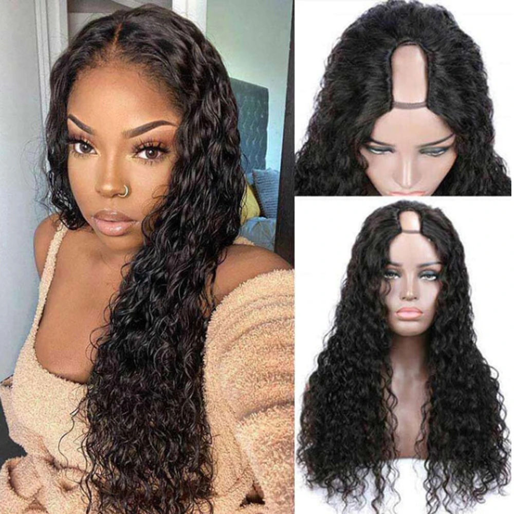 

V Part Wig Human Hair Wigs No Lace Front Wigs Water Wave V Part Wigs Glueless Full Head Clip In Half Wigs Upgrade V Shape Wigs