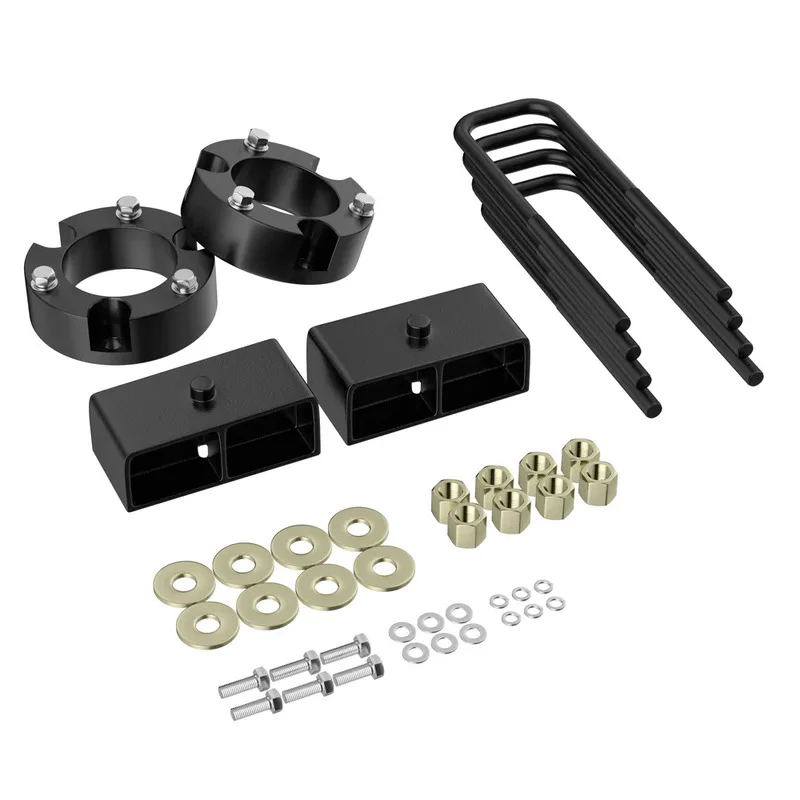 3" Front and 2" Rear Leveling Lift Kit for 2005-2023 Tacoma, Black Leveling Lift Block Kit Extended Square U-Bolts