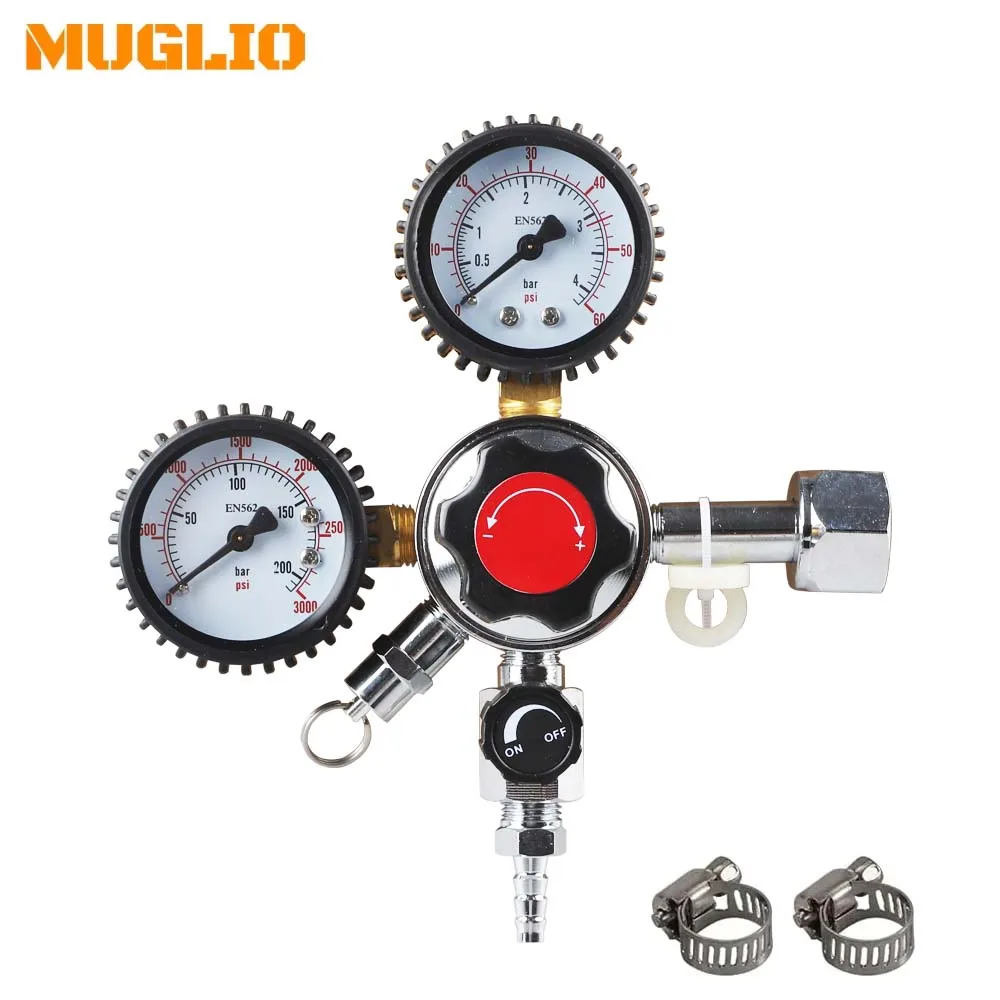 

Beer Keg Regulator Co2 Tank Regulator Gauge with CGA-320 Inlet,0-3000 PSI Tank Pressure with Safety Pressure Relief Valve