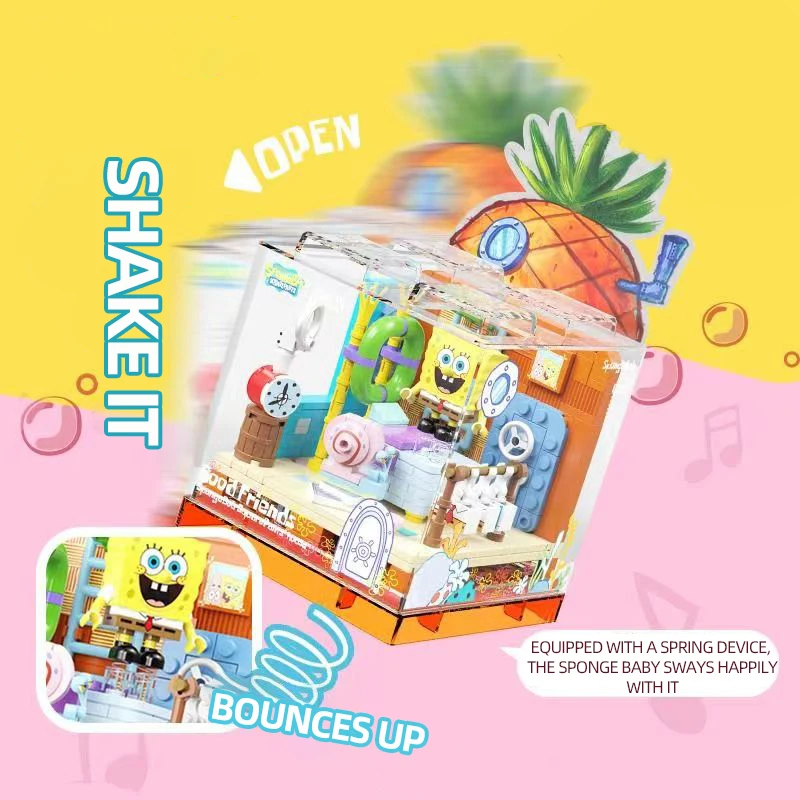 Spongebob Series Building Blocks Diy New Box Patrick Star Krusty Krab Squidward Tentacles Room Model Toy Ornaments Holiday Gifts