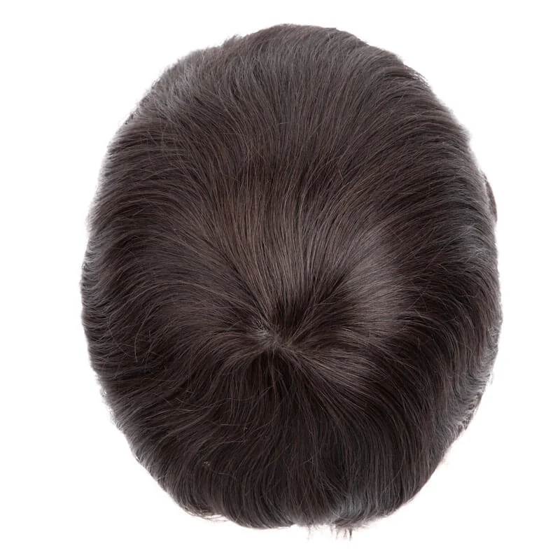 Prótesis de cabello masculino, peluquín para hombres, Mono y Pu suave, pelucas duraderas para hombres, unidad de sistemas Exhuast de repuesto de 6 