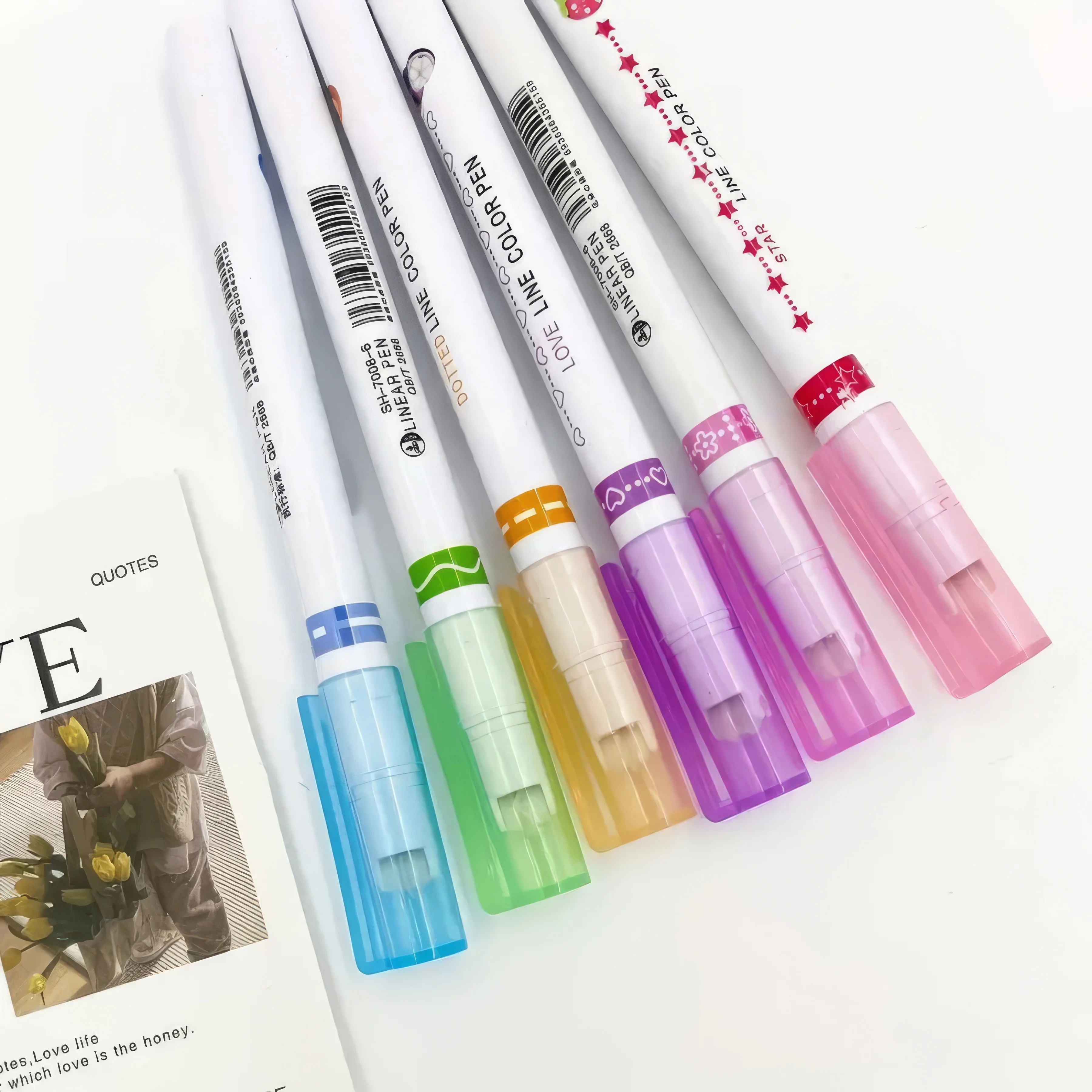 Pack Line Color Pens Set - Create Dotted, Wavy & Star Patterns for Journaling, Drawing & Crafts!