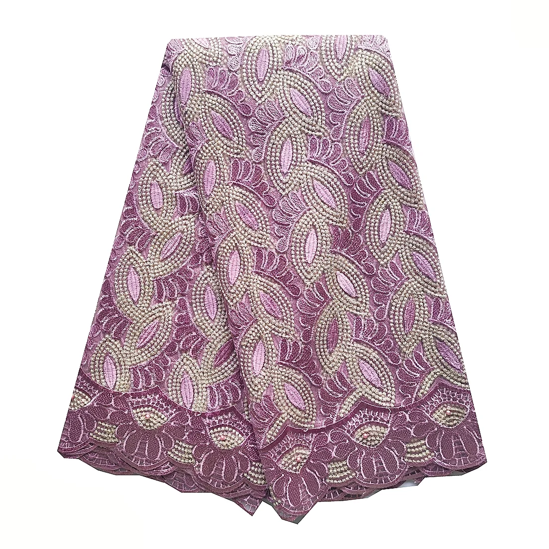 

Африканское кружево 5 ярдов, сиреневое, вышитое, нигерийское тюлевое кружево с бисером, 2026, высококачественное французское свадебное кружево