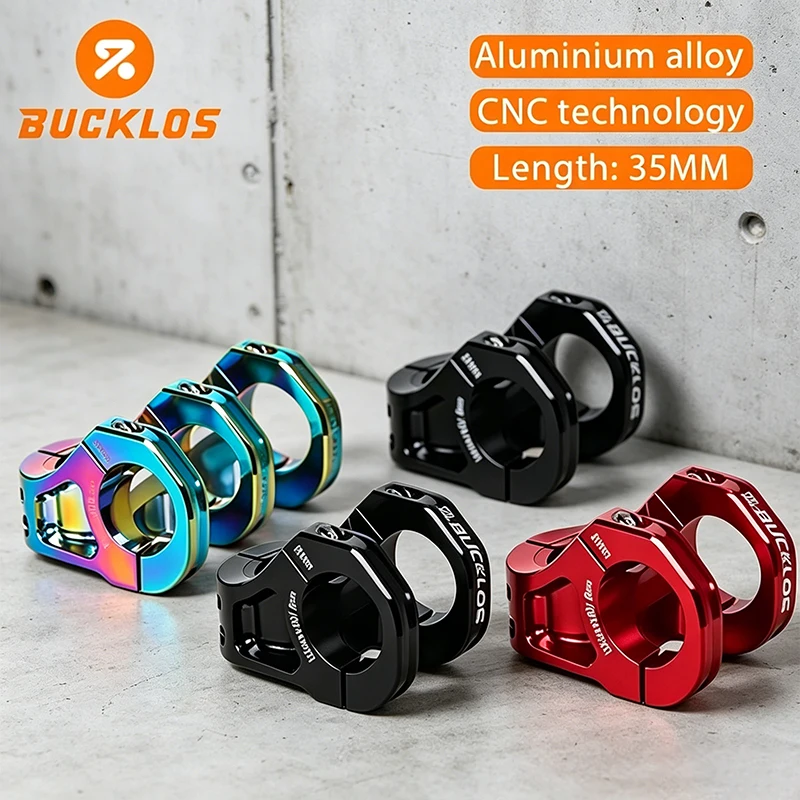 

BUCKLOS 35mm Short Bike Stem CNC Lightweight Bicycle Handlebar Stem Colorful Bar MTB Power High Strength MTB BMX Road Bike Stem