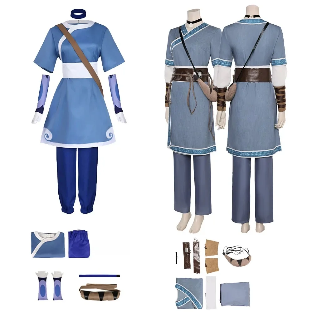 Film Avatar Cosplay Katara Kostuum Top Broek Fantasie Kleding voor Volwassen Outfits Halloween Carnaval Party Pak - afbeelding 2