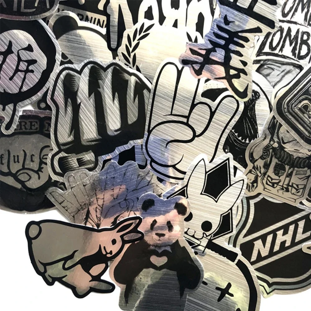 10/30/50/100 pièces Imitation métal groupe de Rock Logo autocollants Packs étanche bricolage Skateboard bagages ordinateur portable guitare Cool autocollant décor