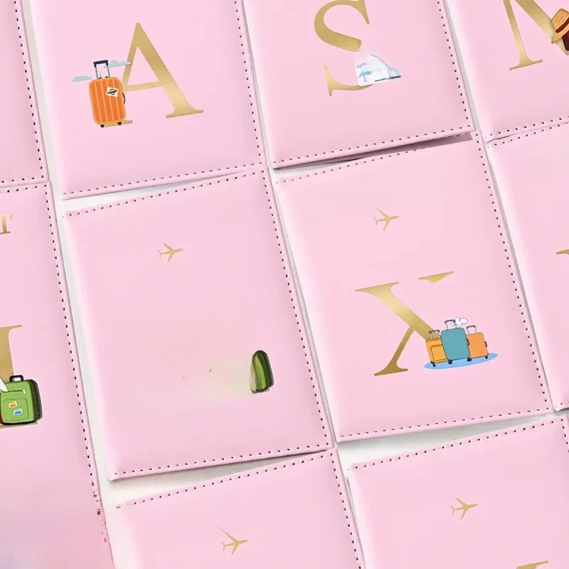 Couverture de passeport en cuir avec lettres imprimées pour hommes et femmes, porte-passeport, Clip pour billet de vol, couverture de passeport, porte-carte d'identité, porte-carte de crédit
