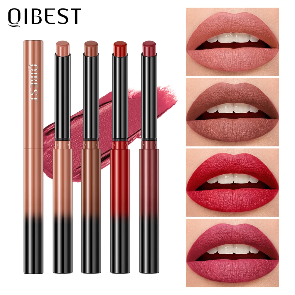 QIBEST HOT SALE 12 Colors Makeup Matte Lipstick Waterproof Long Lasting Lip Stick Sexy Red Velvet Nude Lipsticks Women Cosmetics