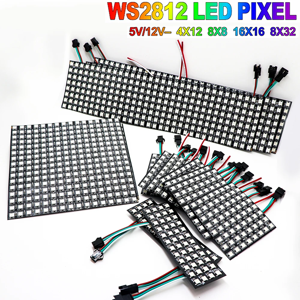 painel-de-led-pixel-ws2812-4x12-8x8-16x16-8x32-matriz-rgb-enderecavel-individualmente-5v-12v-painel-de-led-flexivel-ws2812-smd5050
