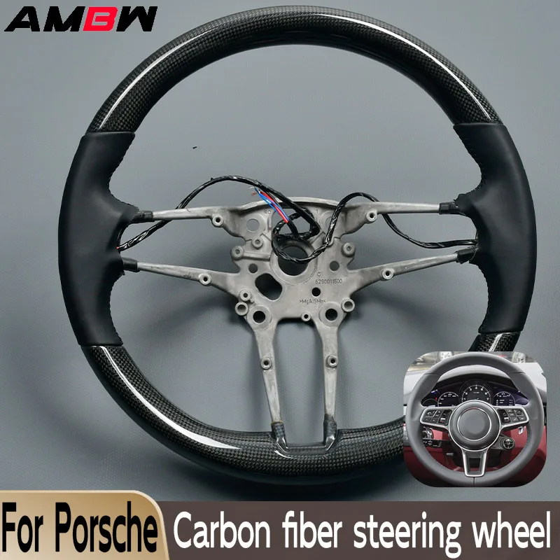 Carbon Fiber Steering Wheel or Porsche Macan Cayenne Panamera Taycan 718 Cayman 991 992 911 911.2 Carrera GT2 GT2RS GT3 GT3RS