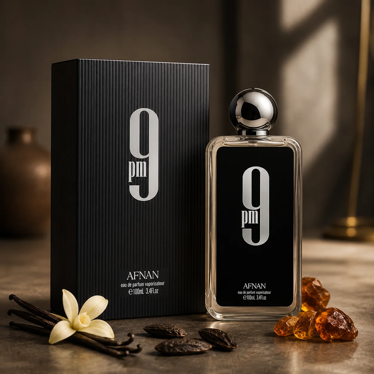 Afnan 9 PM Men Eau De Parfum Transparent Square Bottle Silver Round Cap Luxury Arabian Woody Scent Long Lasting Fragrance 100ml Mens Cologne Perfume Gift Set For Male view 2