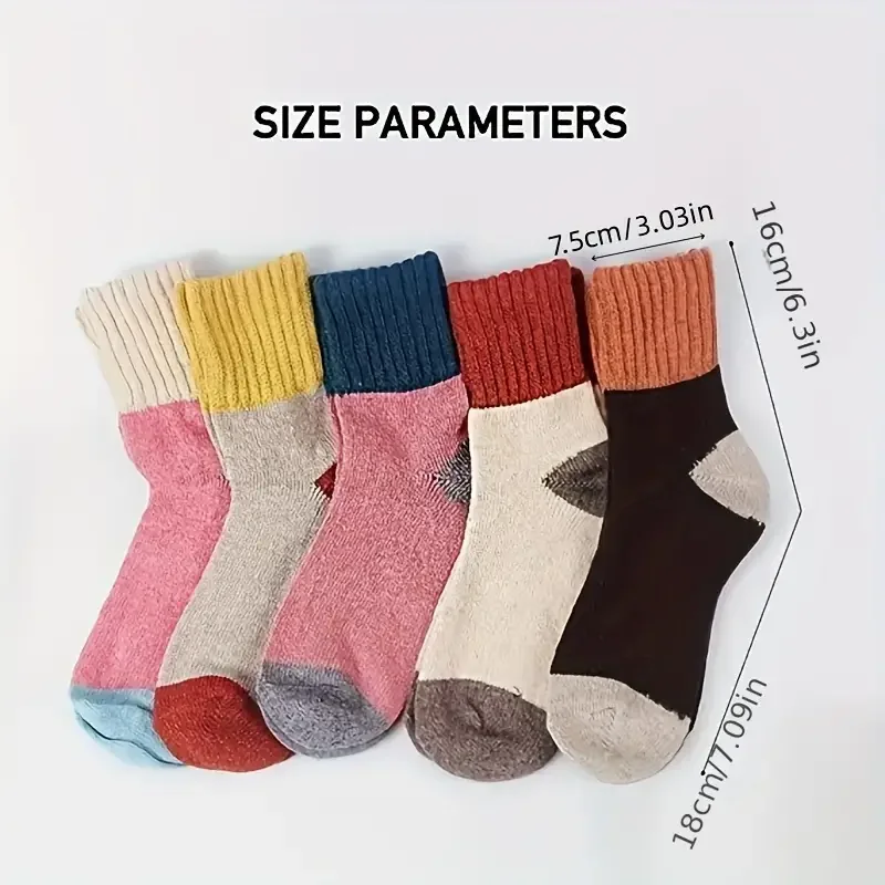 5 Pairs Trendy Thermal Soft Comfortable Socks, Casual Versatile Fall Winter Warm Outdoor Sports Socks