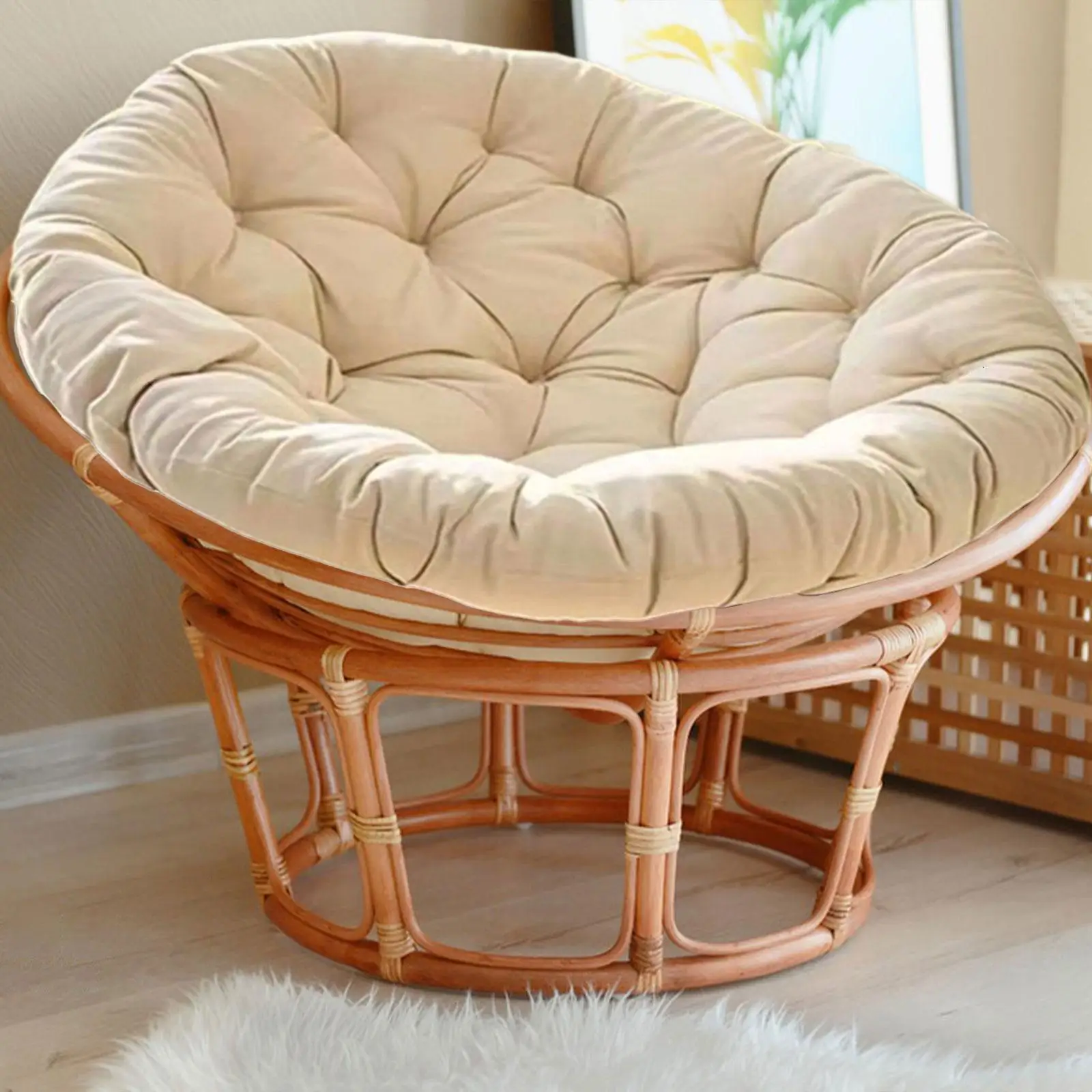 Padded Seat Cushion Egg Shape Chair Pad Breathable Stylish Diameter 40cm Patio Chair Pad for Bedroom