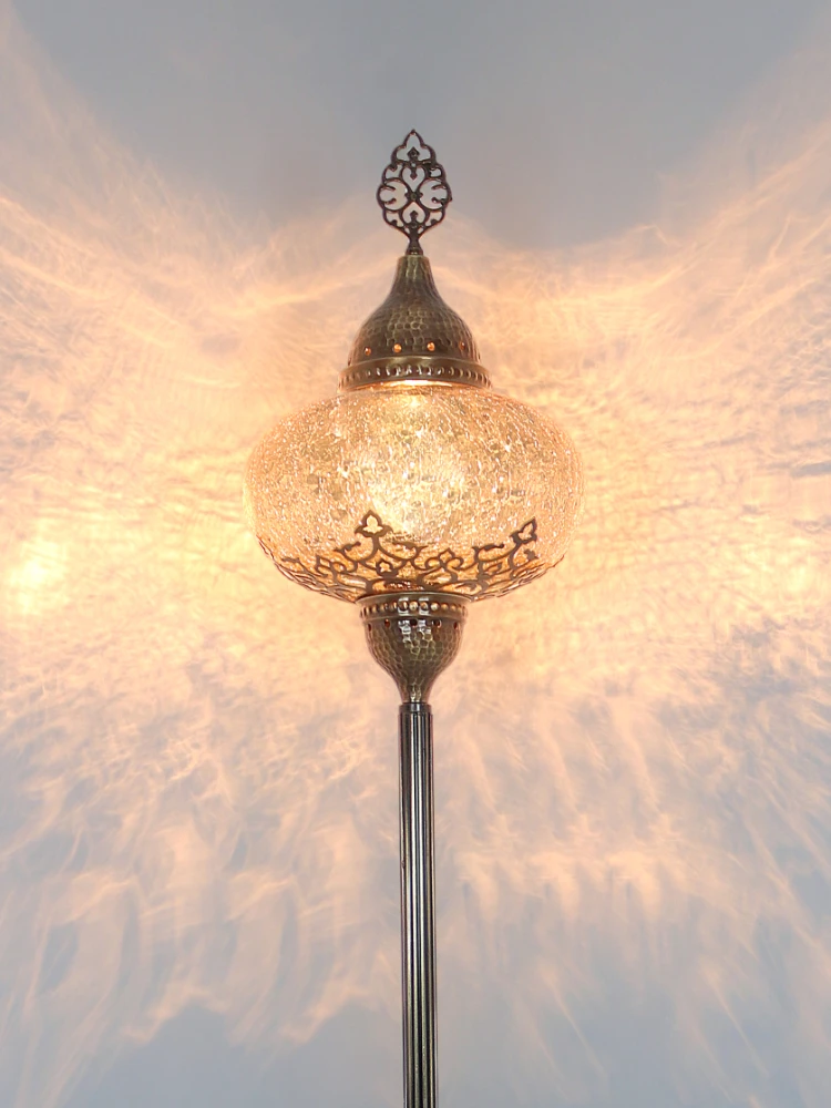 Turkish Floor Lamp Cracked Pattern Glass Standing Lights