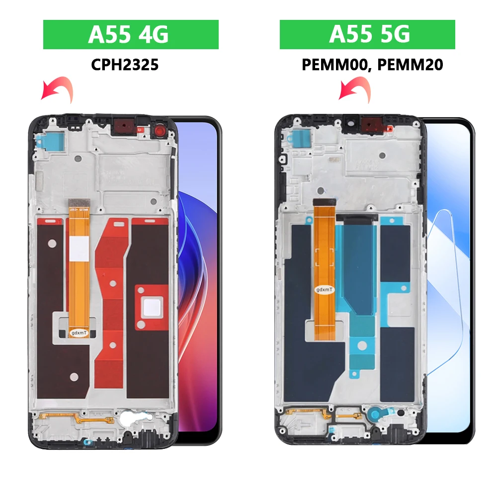 Pantalla táctil LCD de 6,51 "Ori para Oppo A55, 4G, CPH2325, montaje con Marco, reemplazo de pantalla para OPPO A55 5G PEMM00