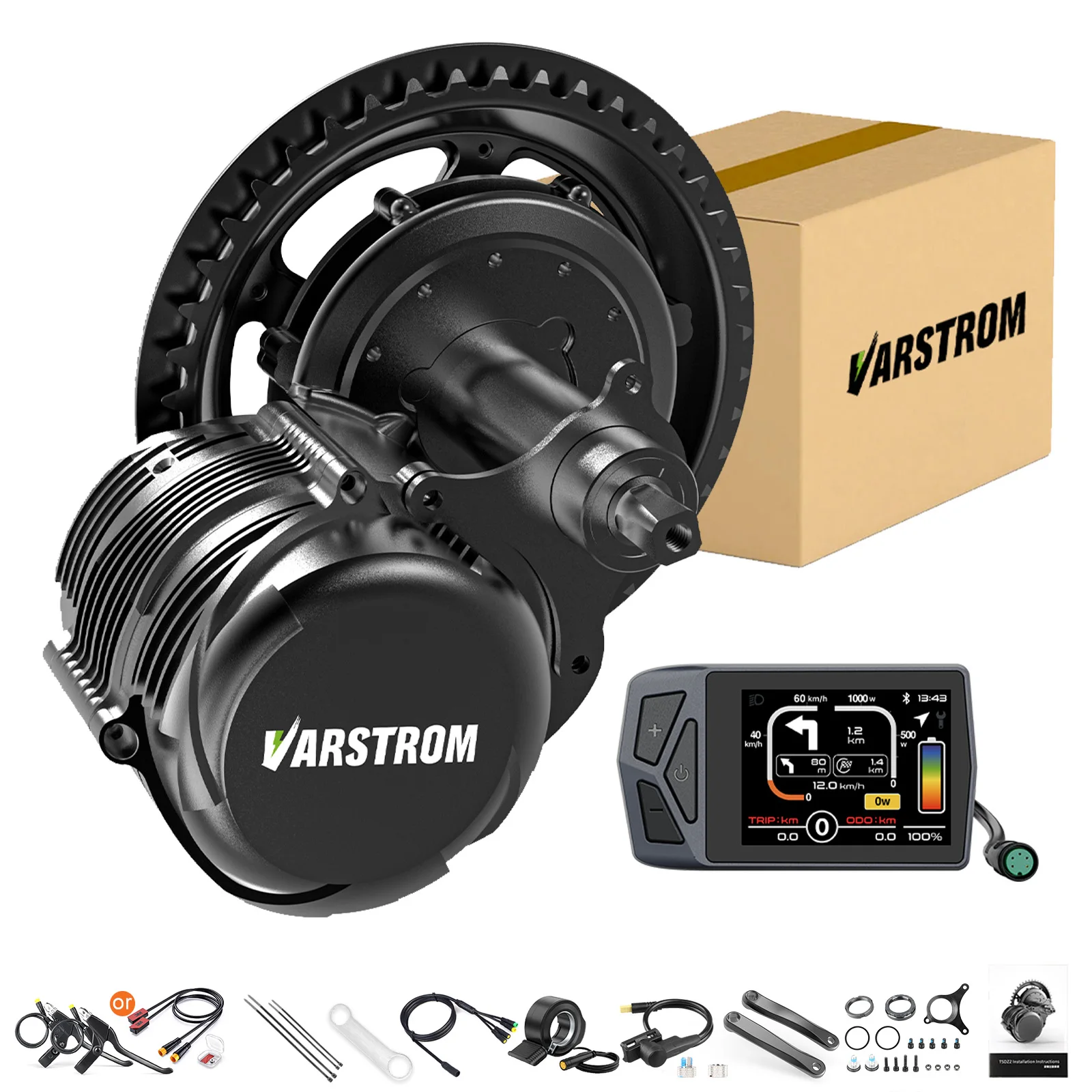 Varstrom × Tongsheng TSDZ8 48V 750W Mittelmotor-Kit, Elektrofahrrad-Umrüstsatz mit LCD-Display, DZ40 EKD01 & 44T Kettenblatt, Elektrofahrrad-Umrüstsatz mit Drehmomentsensor für