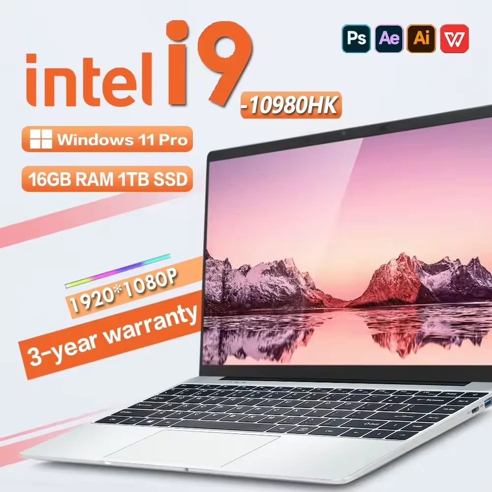 Computadora portátil para juegos con Windows 11 de 14.1 pulgadas, Intel Core i9-10980HK, 16 GB de RAM, 1 TB SSD, para oficina y estudio.