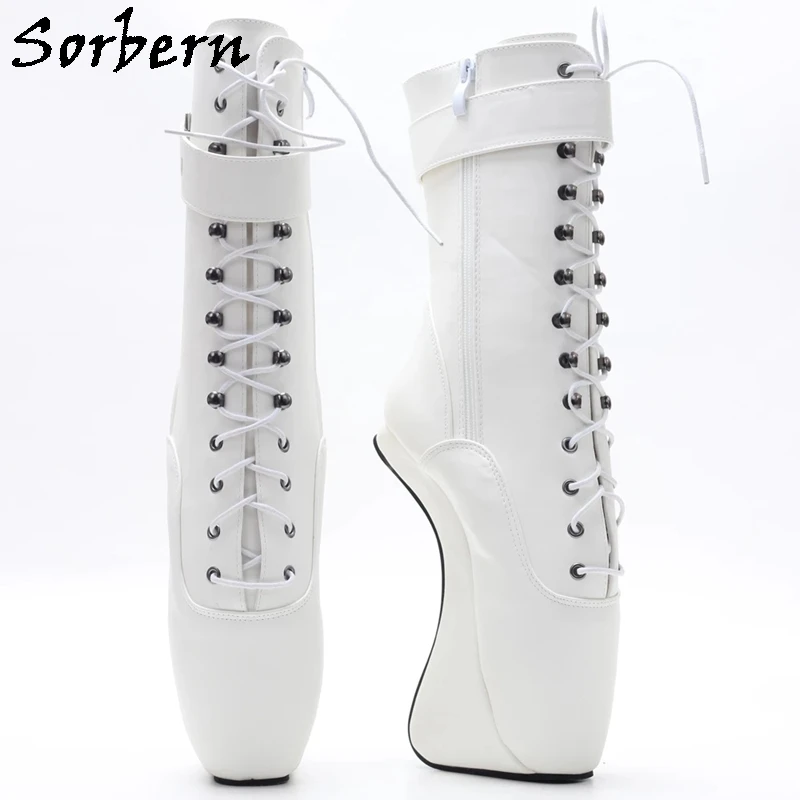 Sorbern Lockable Ankle Boots Unisex No Heels Ballet Heelless Fetish Drag Queens Shoes Bdsm Booties With Locks Key Custom Color