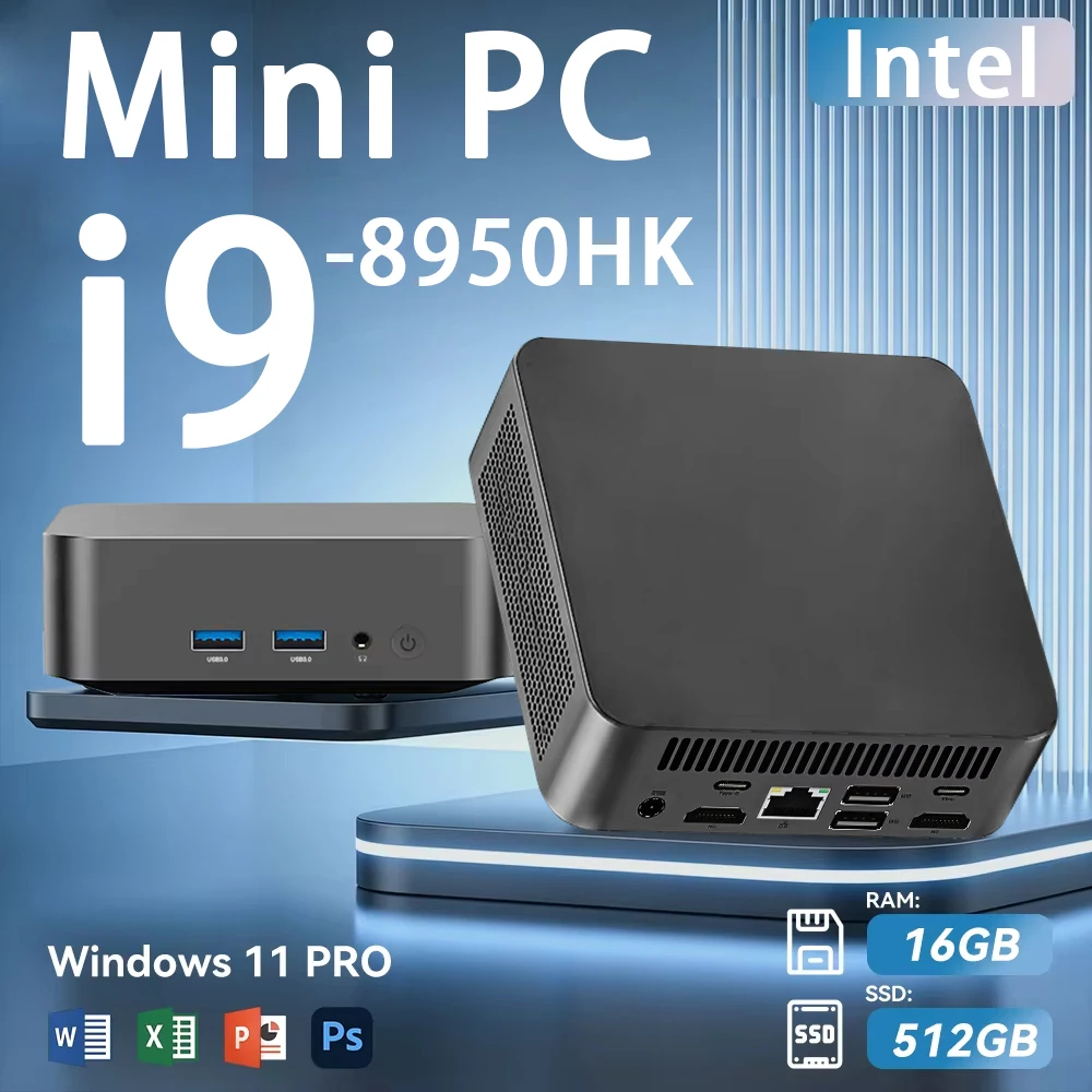 Mini PC Windows 11 Intel Core i9 8950HK i3 6100U 16GB RAM 1TB SSD PC Gamer Computadora de Escritorio Mini Gaming con Doble WIFI 6 BT5.2