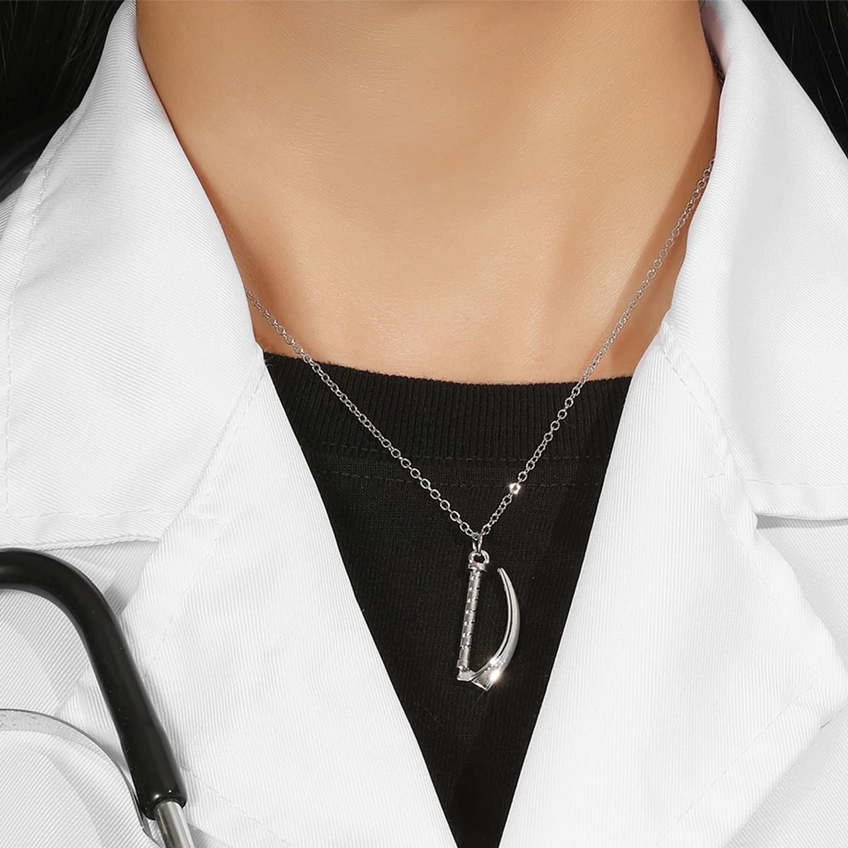 Catuni Laryngoscope Pendant Necklaces for Doctors Fashion Medical Collar Jewelry Gifts for Women Men