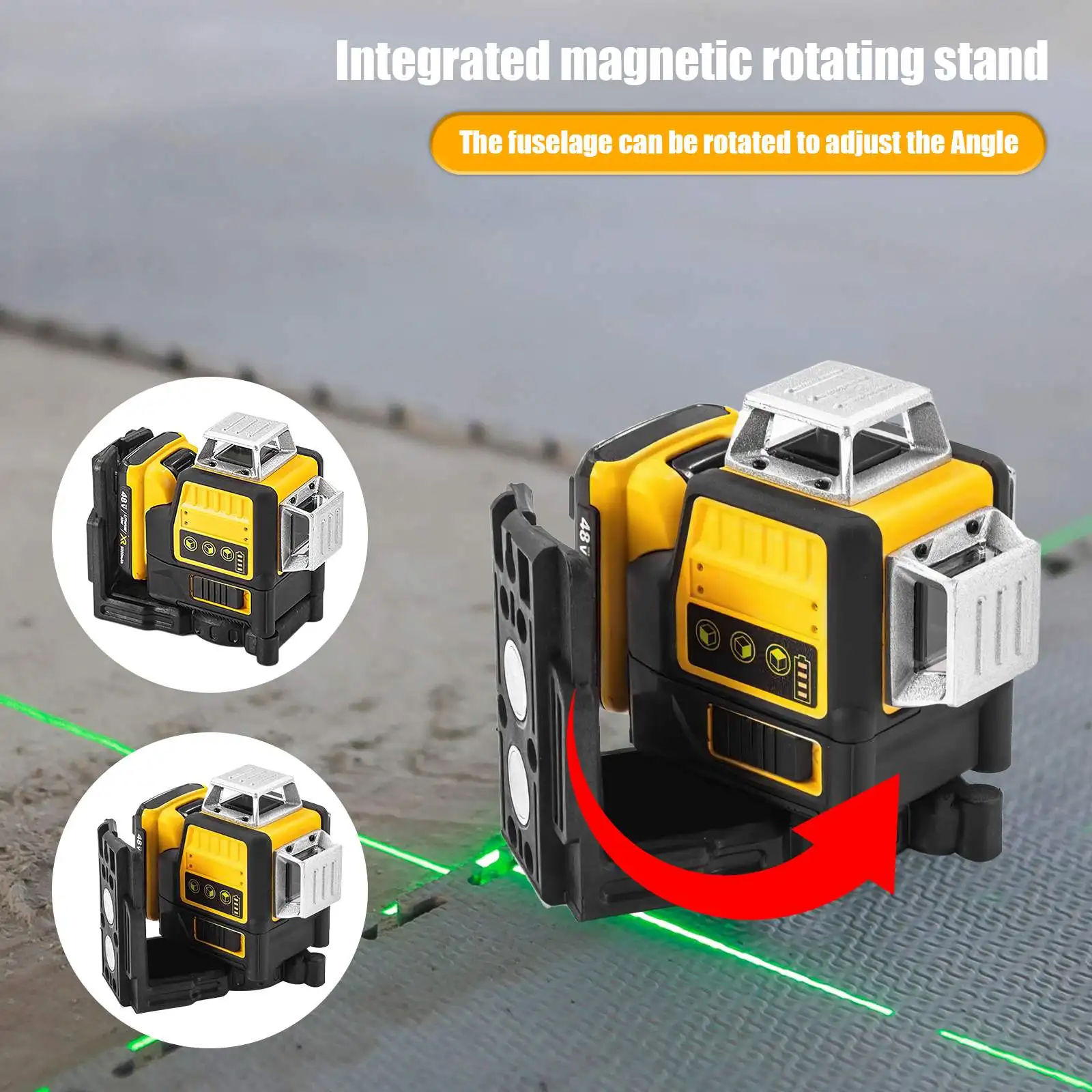 12 linii 3D poziom lasera zielona linia samopoziomowania 360 poziome i pionowe potężna Laser z zielonym strumieniem poziom lasera dla baterii Dewalt