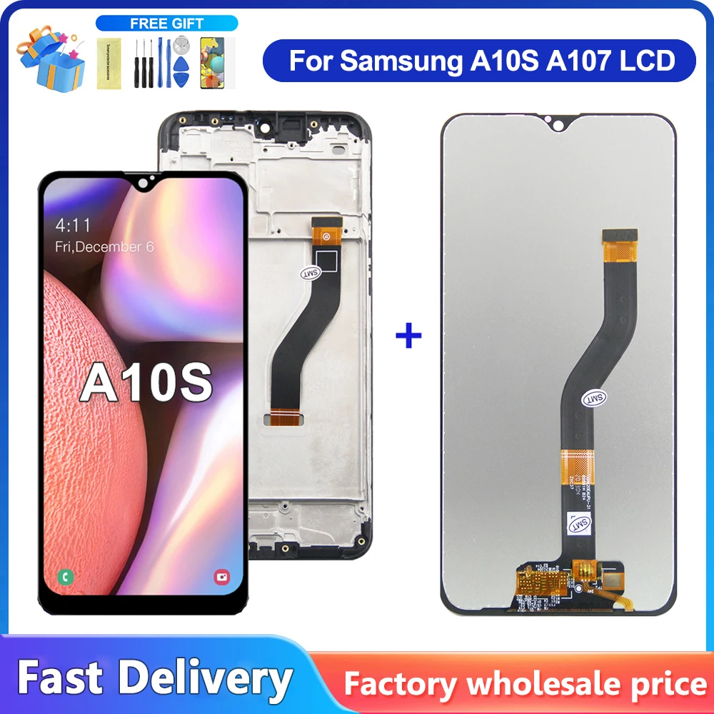 携帯電話用LCDスクリーン,6.2インチ組み立てタッチスクリーンデジタイザー,Samsung a107/ds a107f a107fd a107m用,フレーム付き