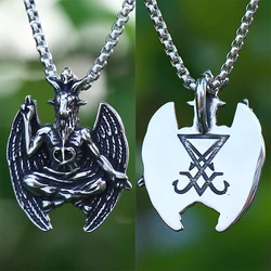 2023 NEW Darkly Men's 316L Stainless-Steel Gothic Satan Goat Pendant Necklace Animal Punk Jewelry For Teens&Boyfriend Gift