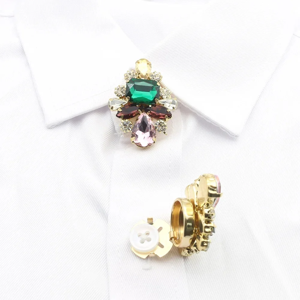 Strass scintillants 2 pièces, boutons de manchette en verre métallique 30*38MM, bricolage fait à la main, accessoires de mariage