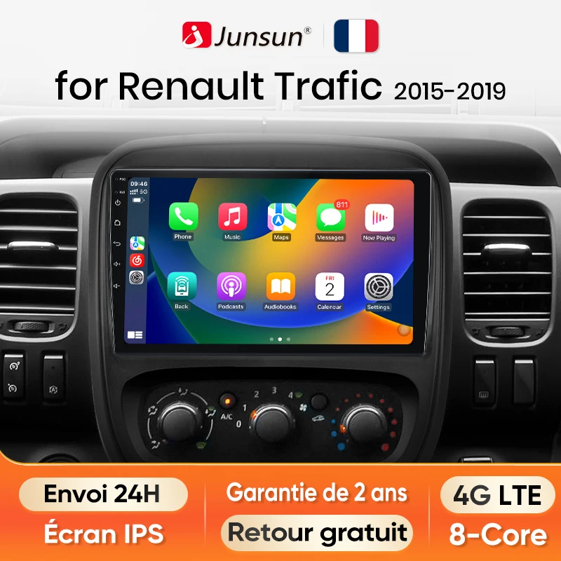 Junsun Android 13 Radio Autoradio For Opel Vivaro B 2014 - 2018 Car Intelligent Systems for Apple Carplay GPS RDS WiFi France