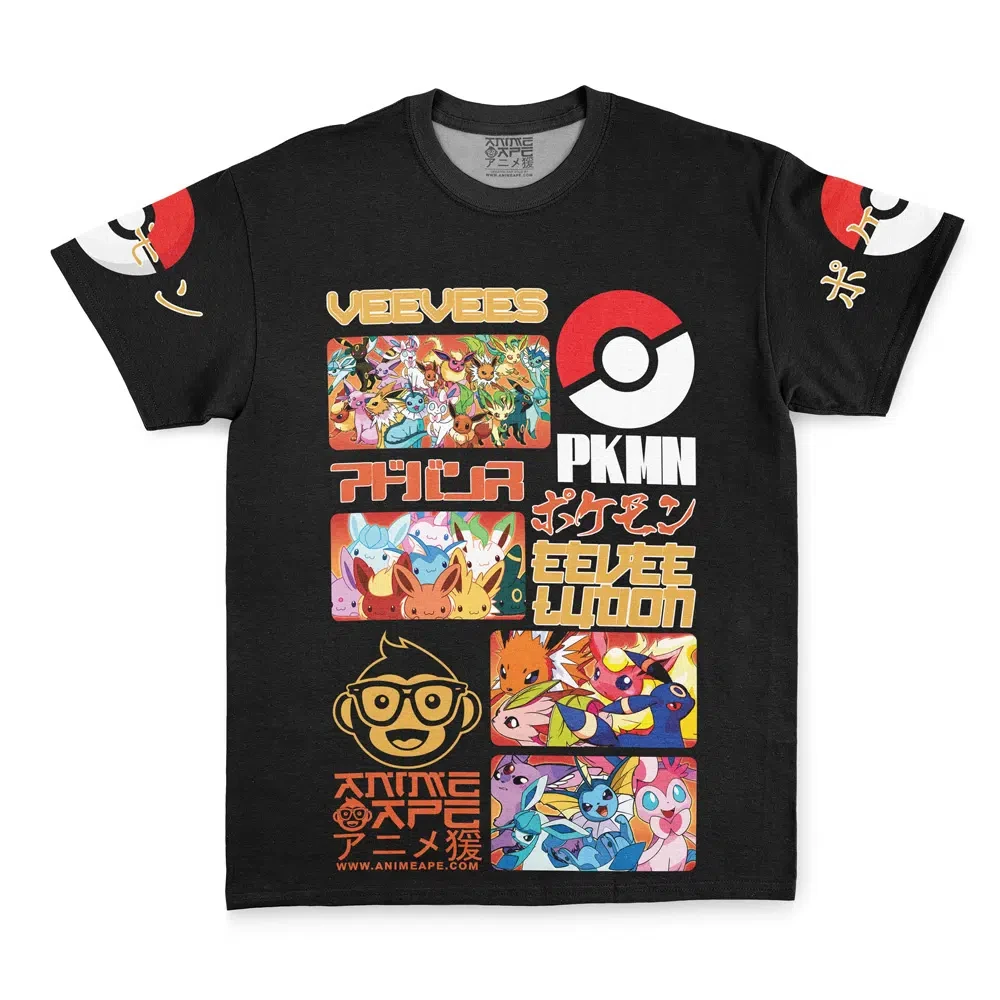 camiseta-masculina-pokemon-eeveelutions-dupla-face-preta-com-estampa-de-anime-de-todas-as-evolucoes-do-eevee-camiseta-de-algodao-de-manga-curta