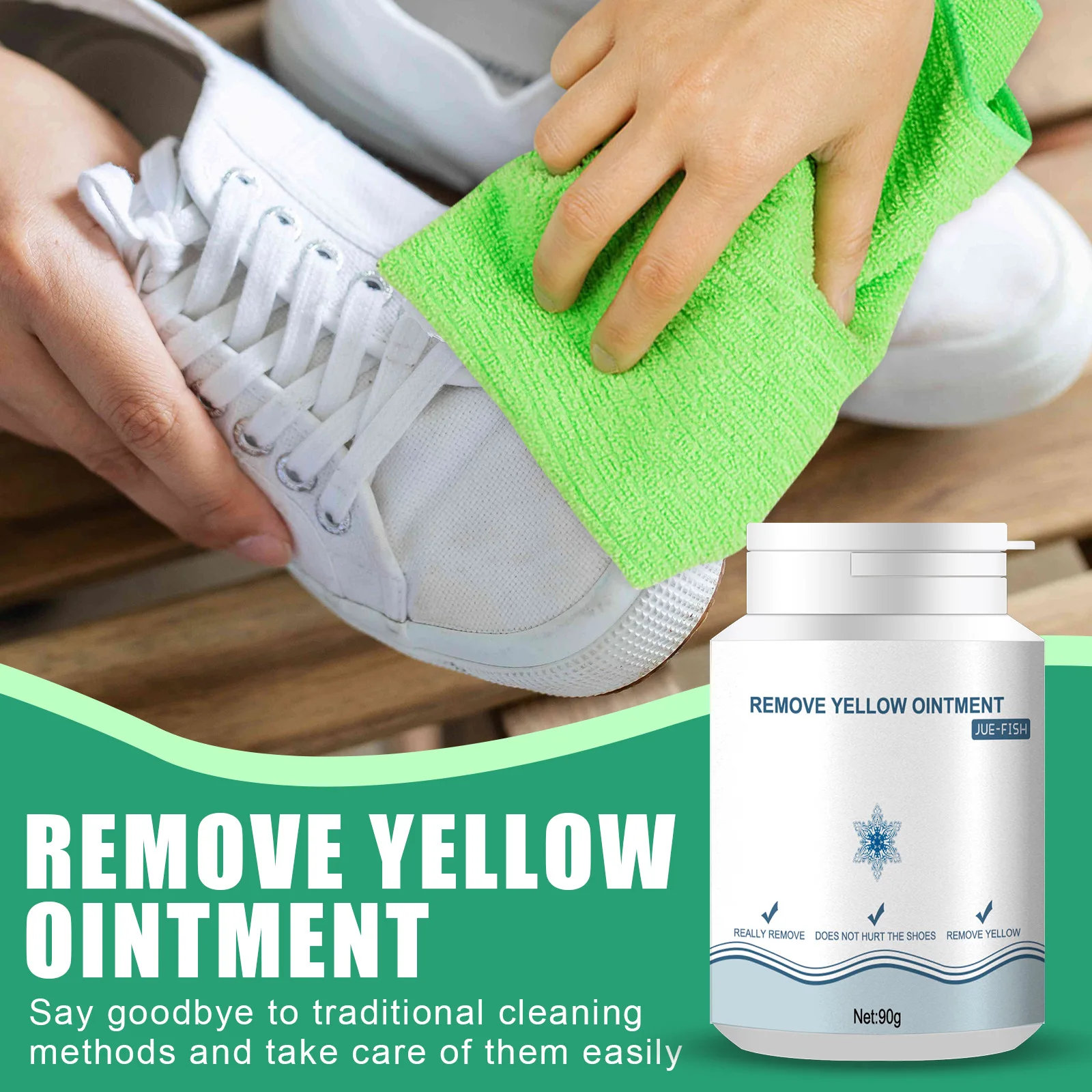 Jue Fish 90g Shoe Cleaner Cleaning Whitening Shoe Sneakers Decontamination Remove Yellow Rubbish Stain Ointment Foam Cleaner