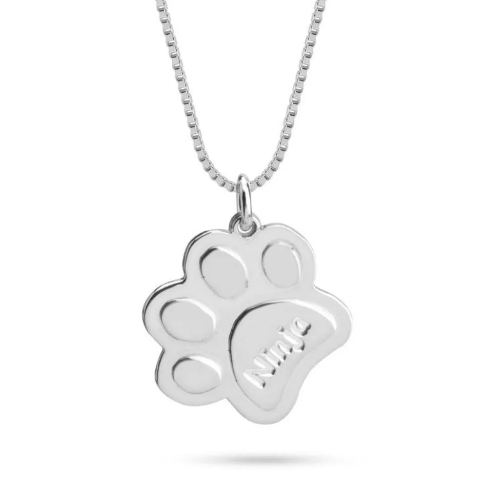 

Custom Paw Necklace Deeply Engraved Letter Necklace Personalized Paw Name Pendant Christmas Gift for Pet Lovers Name Jewelry